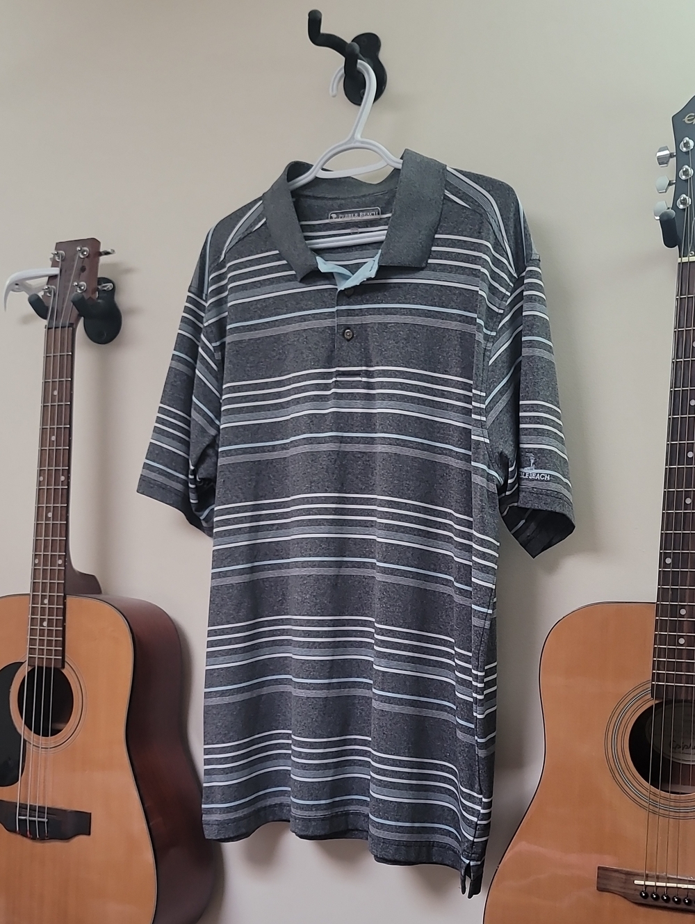 Men's Gray Striped Polo Golf Shirt -